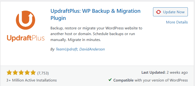 Wordpress backup plugin