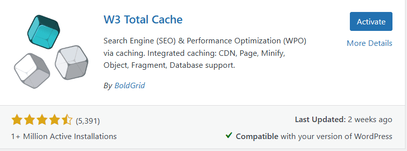 wordpress Plugin W3 Total Cache