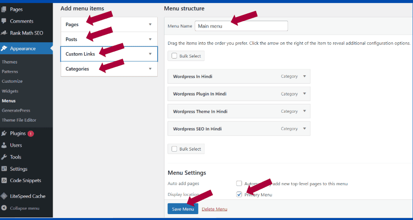 Wordpress Menu