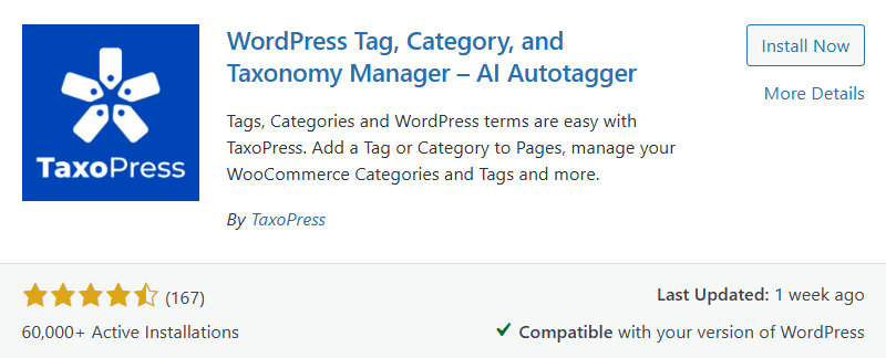 wordpress tag, category plugin
